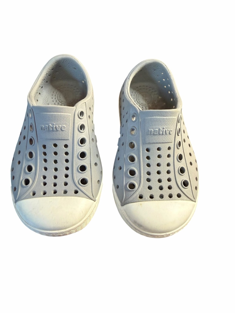 Native Jefferson slip-on shoe, pigeon gray/white, toddler 5c